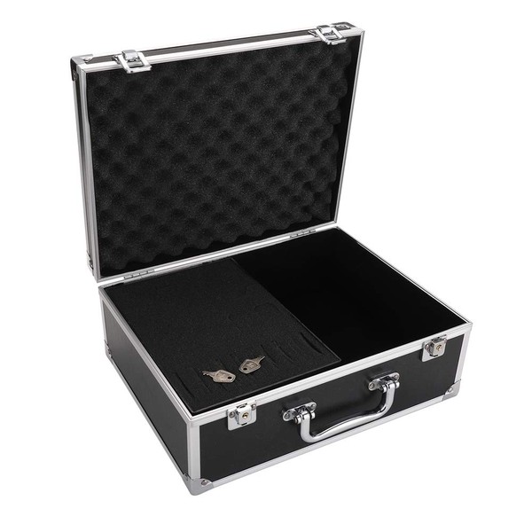 Tattoo Kit Box Case,Tattoo Case Organizer 12.6" x 9.5" x 5.1" W/Lock Tattoo Machine Carrying Case,Aluminum Alloy with Sponge for Tattoo Machine Case (black)