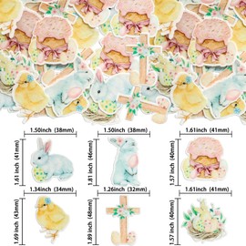Gyufise 48Pcs Edible Happy Easter Cupcake Toppers Wafer Paper Rabbit Easter Eggs Cupcake Picks Edible Easter Bunny Cupcake Decors for Easter Theme Baby Shower Birthday Party Supplies