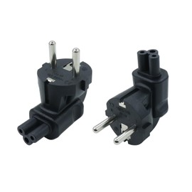 RIIEYOCA 90 Degree Schuko Plug to IEC C5 Adapter, IEC320 C5 Female to European Plug CEE 7/7 Plug Adapter for Laptop or C5 Cable Devices - Black (Pack of 2)