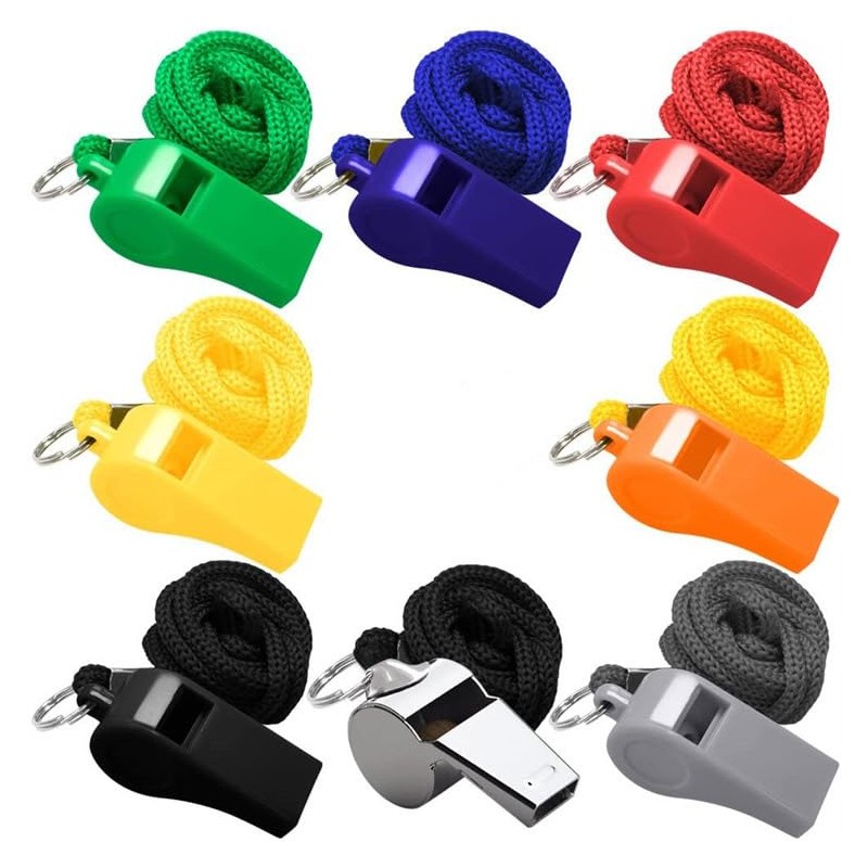 zalati 8 Pcs ABS Whistle with Lanyard Clear Sound for