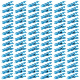 50 PCS Small Transparent Plastic Tool Paper Clips Clothespins Clip Clothing Line Clip Photo Clips 3.5 x 0.7 cm Mini Clothespins Baby Shower Clothing Pins Plastic Small Clips for Party (Blue)