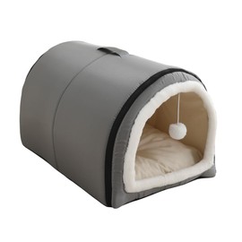 Cozy Cat Bed Cave, Cat Bed for Kittens and Small Pets, Kitten Bed Hideout House with Removable Mattress for Kittens (Gray, 18"×13"×13")