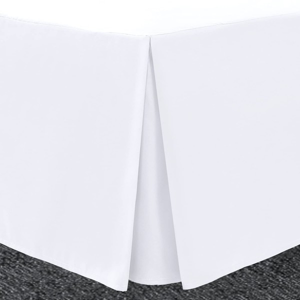 Bronwen Mathew White Box Pleated Base Valance Sheet Single Bed Skirt Platform Valance Sheets, Microfibre Soft Brushed, Easy Care Non Iron (Single, White)