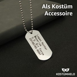 TK Gruppe Timo Klingler US Army Dog Tag - Dog Tag Silver Chain as Soldier Accessory for Fancy Dress and Carnival