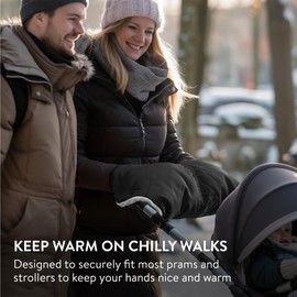 Navaris Hand Warmer Pram Gloves Pram Hand Muff for Prams Pram Gloves Pram Muff Weatherproof Soft and Warm Black