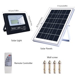 Solar Lights Outdoor, 56 LEDs Solar Security Light with Remote Control, Solar Powered Auto Dusk to Dawn Sensor IP66 Waterproof, Equivalent 20W 110V LED Flood Lights for Yard Balcony Garage Garden