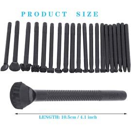 yuentoen 20 Pieces Leather Punching Tool Set, Leather Embossing Stamp, Black Stamp Tools, DIY Stamping Iron Kit, Various Shapes Stamp Set for Artful Processing of Leather
