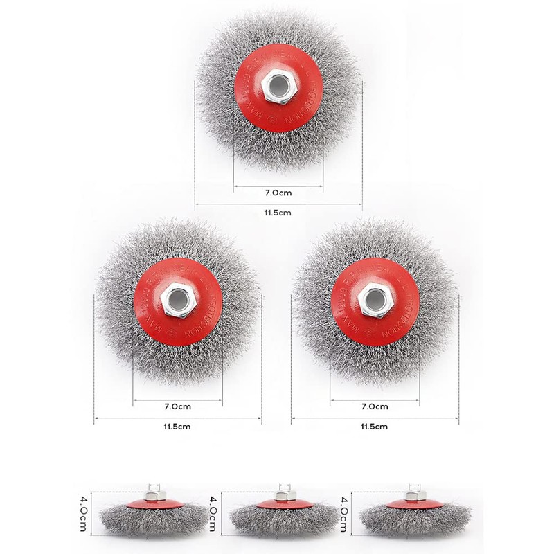 CENPEK 3pcs M14 Cup Twisted Knot Steel Crimp Wire Wheel