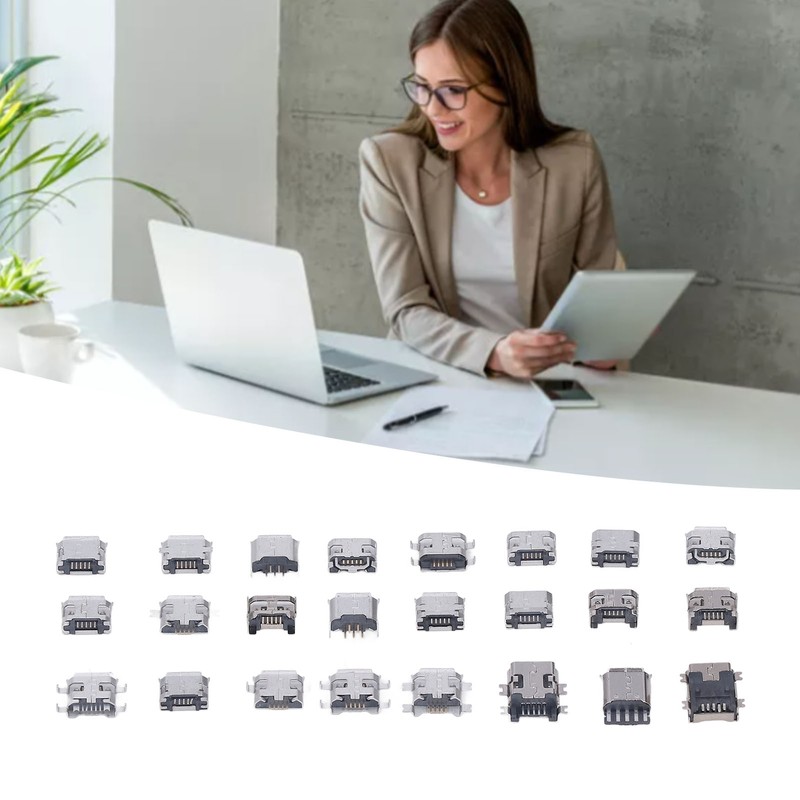 240 Pcs Micro USB Connector Set Stainless Steel Single Row
