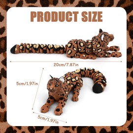 2026 - Statuetta di animali con stampa 3D mobile, leopardato delle nevi, ghepardo, pantera, gatto predatore, realistico, con articolazioni da posizionare, decorazione da scrivania, da collezione