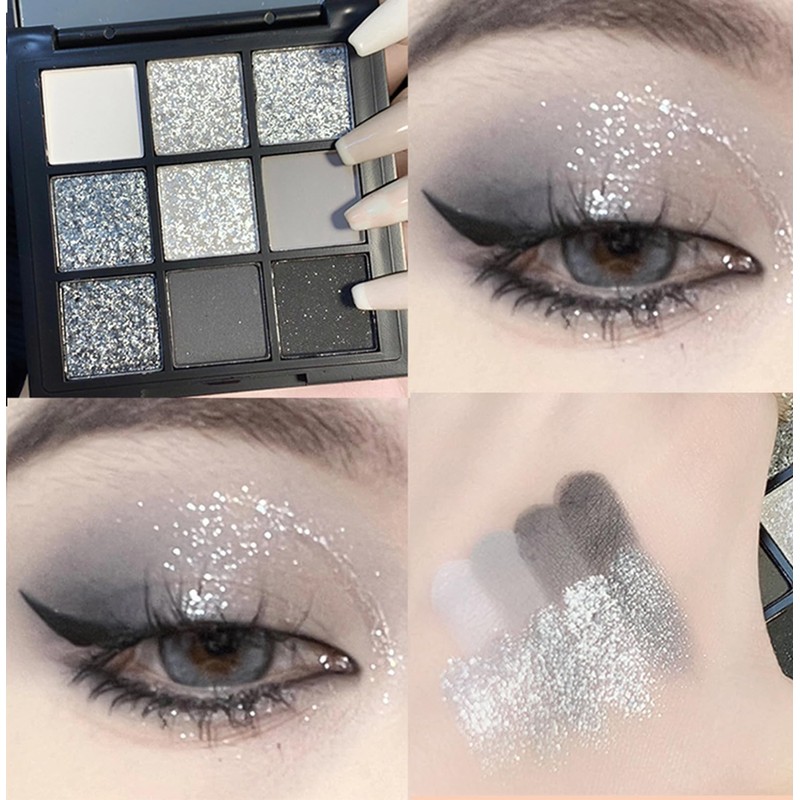 9 Colours Brown Eyeshadow Palette, Glitter Eyeshadow Matte Shimmer Natural