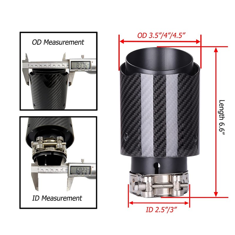 CARMON Real Twill Carbon Fiber Exhaust Pipe Muffler Tips with