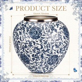 Mimorou Blue and White Vases Ceramic Vintage Vase Chinoiserie Floral Vase 8.27" H Terracotta Floral Round Vase Rustic Pottery Vase Large Vase for Home Decor Centerpieces Living Room Decoration