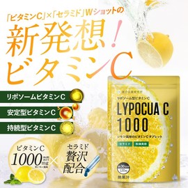 リポチュアC 高濃度 ビタミンC 1000mg (60日/240粒) 高濃度 リポソームビタミンC タイムリリース ビタミンC誘導体 チュアブル セラミド サプリメント 漢方生薬研究所