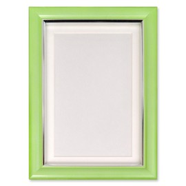 YONEOKA RIBBON Picture Frame, Postcard Size, Wooden, Horizontal and Vertical Use, Back Stand Included, Matte Mount, Front Glass Plate, Picture Frame, Picture Frame (Yellow Green)
