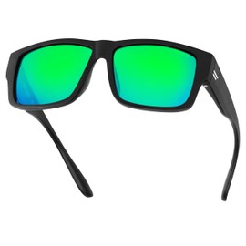 TOROE Matte Black VALLEY Z87+ Polarized TR90 Sunglasses Anti-Glare Polycarbonate ANSI Safety Rated Glasses (Matte Black | White Emblem | Midnight Green)