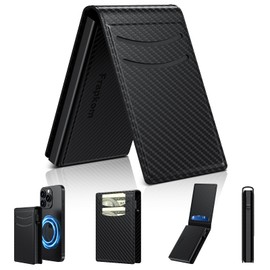 Frapkom Wallet for Men, Mens Minimalist Wallet 8-11 Cards, Slim Smart Pop Up Card Wallet with Cash Slots Credit Card Holder (Carbon Fiber)