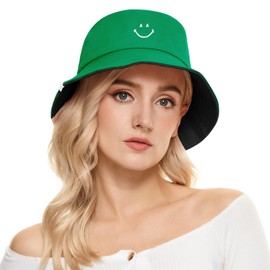 Unisex Bucket Hats Beach Summer Sun Hat with UV Protection for Women Men Green-Black SmileyWorld®