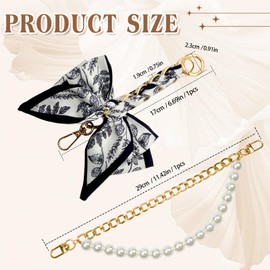 TUUXI 2pcs Bag Extender Chain with White Bow Ribbon Pearl Purse Double Extender Chain Bag Straps for Short Handle Replacement Crossbody Shoulder Handbag Decoration Accessories