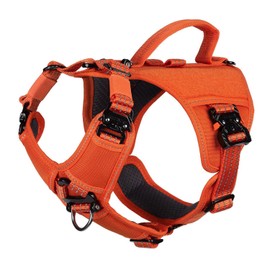 ICEFANG GN8 Tactical Dog Harness with 4X Metal Buckles for Small Sized Dogs,Reflective in Training Walking K9 Vest,No-Pull Front Leash Clip,Adjustable Pet Harness (Orange, Small (Pack of 1))
