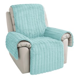 RBSC Home Plush Recliner Slipcover 23 Inches Baby Blue Chair Covers Artificial Wool Lazy Boy Cover Quilted Cover for Recliner Chairs and Furniture Soft Warm
