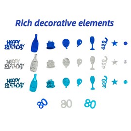 Giftota Happy 80th Birthday Confetti - 100g / 3.53oz Number 80 Table Confetti - Metallic Foil Confetti - Table Scatter Confetti Decorations for Birthday Party DIY Arts and Crafting - Blue and Silver