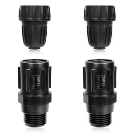 4pcs 25 PSI Drip Irrigation Faucet Adapter Kit, Include 2pcs 3/4" FHT x 3/4'' MHT Pressure Regulator & 2pcs 1/2'' Irrigation Tubing Adapter Fittings for Garden Hose Drip Irrigating Connector Parts