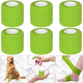 Twavang 6 Pack 2 Inches Self Adhesive Bandage Wrap Breathable Cohesive Bandage Elastic Tape for Pets, Athletic, Sports, Wrist, Knee, Ankle(5 Yards Per Roll, Grass Green)