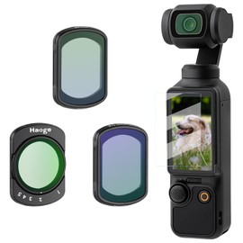 Haoge Magnetic Filter Set for DJI Osmo Pocket 3,Includes 1/4 Black Diffusion,Light Pullution Reduction Filter,Variable ND 2-32,and LCD Screen Protector,Multi-Coated HD Optical Glass