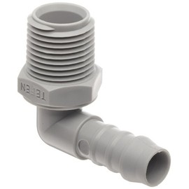 Tefen - 12256905023 Nylon 66 Hose Fitting, 90 Degree Elbow Adapter, Gray, 5/16" Hose ID x 1/8" NPT Male (Pack of 10)