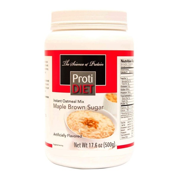 ProtiDiet Oatmeal - Maple Brown Sugar Jug (20 Servings) - High Protein 15g - Low Calorie - Low Fat