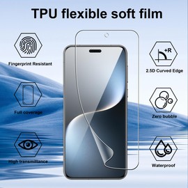 zZjoOoj Screen Protectors for Honor Magic 7 Pro, 2 Flexible TPU Film and Pack of 2 Metal Camera Protection with Positioning Aid, HD Screen Protector