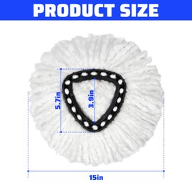 3 Pack Replacement 360° Rotating Mop Heads, Mop Replace Head Compatible with Ocedar and Vileda,Universal Microfiber Spin Mop Refills, Easy Cleaning Machine Washable and Reusable