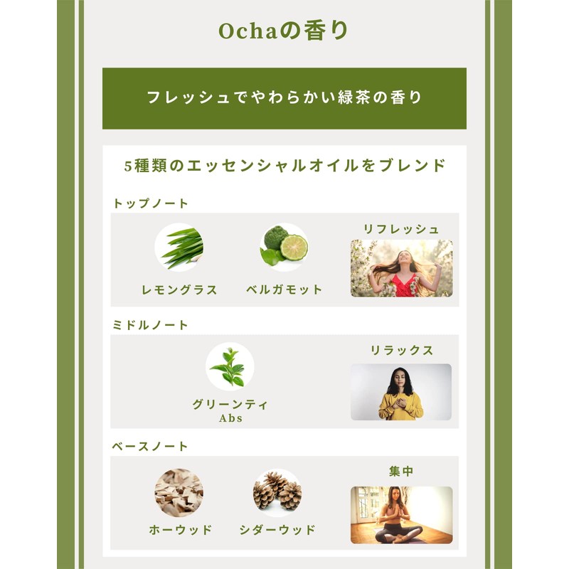 miory Ocha ピローミスト アロマミスト18ml お茶 緑茶 睡眠 リラックス アロマ 精油