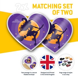 2 x Heart Stickers 7.5 cm - Purple Spooky Witch Full Moon Laptop Tablet Luggage Scrapbook #14436