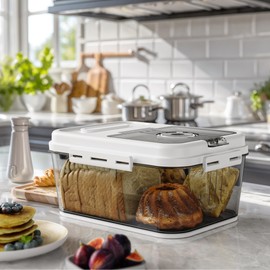 Olimingse Bread Box For Kitchen Countertop, Airtight Bread Storage Container, Time Recording Bread Keeper with Lid,Bread Storage For Homemade Breads, Toast, And Cookies, White Bread Holder.