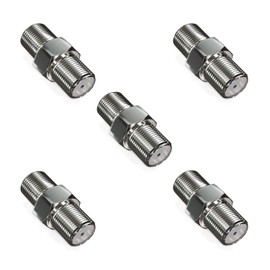 deleyCON Pack of 5 SAT Adaptor Connectors Coaxial Cable Extend 2 x F-Socket Nickel-Plated for Satellite Cable BK Systems