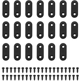 20 Pieces Stainless Steel Flat Plate Brackets, Heavy Duty Straight Corner Braces with 40 Screws for Wooden Chairs, Bookcases, Boards, Windows, Furniture, Black