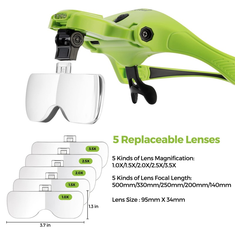 Dilzekui Magnifying Glasses with Light for Close Work, 1X to