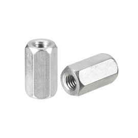 sourcing map M4 x 0.7-Pitch 12mm Length Coupling Nuts, 15pcs 304 Stainless Steel Metric Hex Rod Coupling Nuts