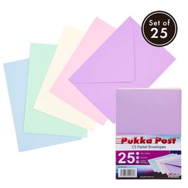 Pukka Pad, Pukka Post & Packaging Gummed Envelopes - Pack of 25, Ready-to-Seal, Durable 100GSM Postal Envelopes for Letters, Invitations, and Other Mail - 229 x 162 mm, Size C5, Pastels