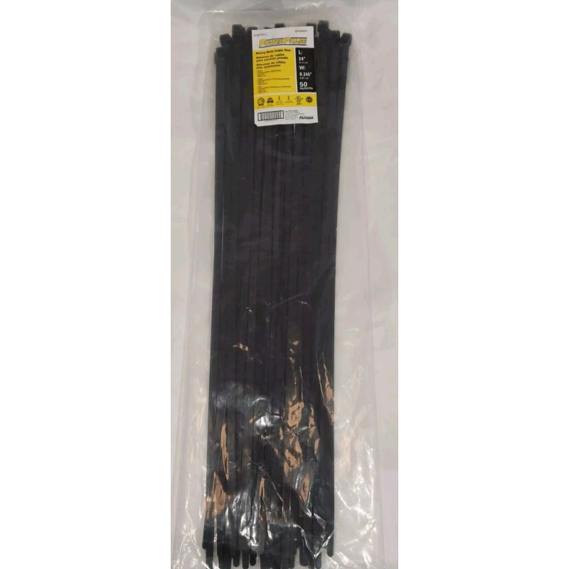 PowerPhase (50)- 24" Long Heavy Duty Plastic Zip Cable Ties,UV,