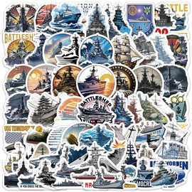 Battleship Stickers 65Pcs Military Theme Warship Stickers Pack Funny Cartoon Graffiti Water Bottle Stickers for Kids Teens Boys Girls Adults Scrapbook Laptop Journal Decals
