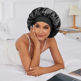 Binnan Pack of 2 Silk Caps, Adjustable Hair Cap, Silk, Night Sleep Cap, Silk Curls, Breathable Sleeping Cap, Reusable Sleeping Cap, Bonnet Sleep Cap for Women and Girls