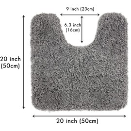 MIULEE Microfiber Toilet Bath Mat U-Shaped Contour Shaggy Bathroom Rugs Non Slip Extra Thick Soft Bath Rug Absorbent Water for Bathroom Commode Machine Washable 20x20 Inch Grey