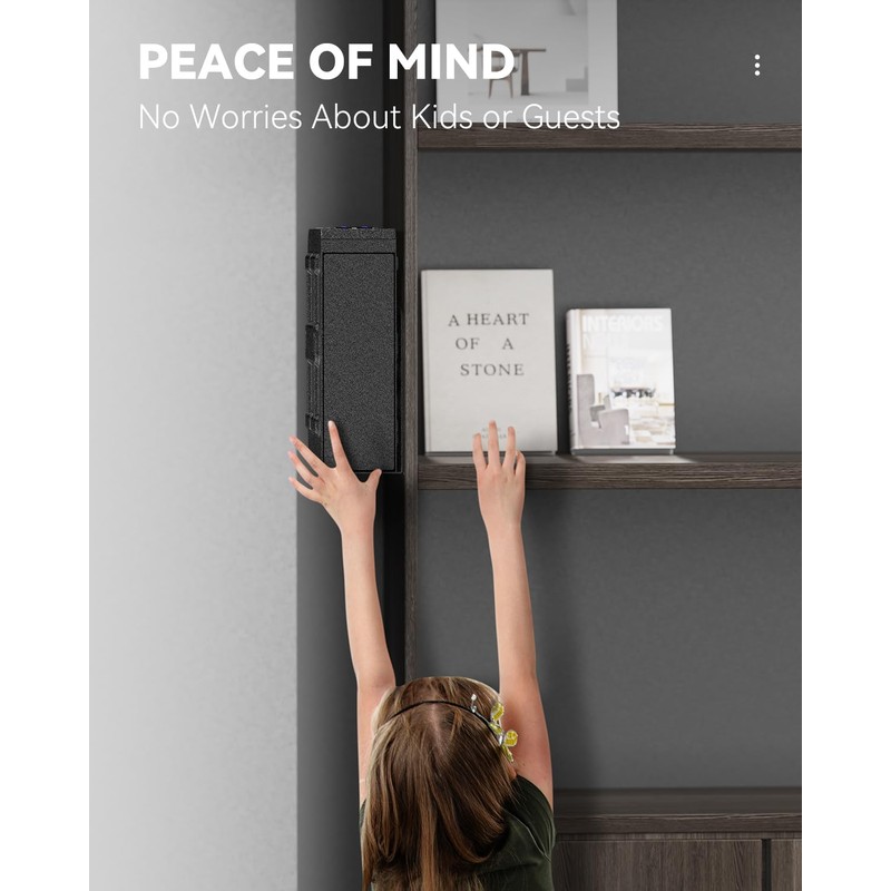HOLEWOR Gun Safe, Slider Biometric Pistol Safe Fingerprint Bedside Gun