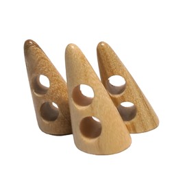 13 Natural Wooden Buttons for Coats, Jackets, Sewing Accessories or Crafts - 2 Models (Horn and Barrel) - 3 Sizes - Natural, Two Holes - Made and Shipped from Spain