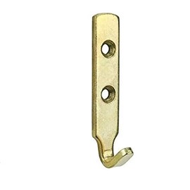 SISI UK® 4 x Heavy Duty Brass Plated J Hooks 2 Hole 62mm - Hold up to 35KG (Each Hook) inc Screws & Rawplugs