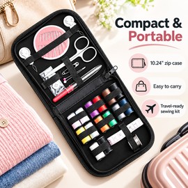 Portable Sewing Kit for Clothing Repairs – All-in-One Thread and Sewing Tool Set with Zipper Case for Home and Travel