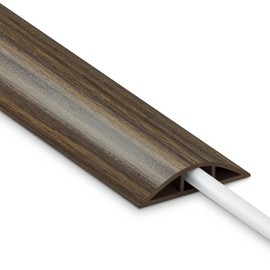 Misty Brown Wood Cord Hider - 4FT Soft Cord Protector, Hide Extension Floor Wire Covers for Cords, Organizer Wires Floor Cable Cover, Cable Cavity: 0.47" (W) x 0.24" (H)